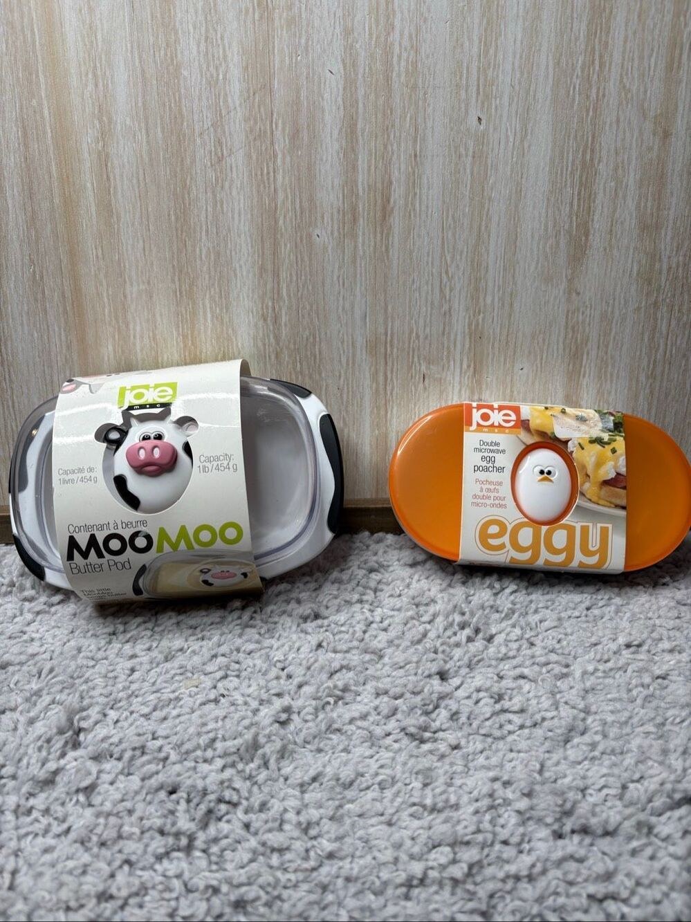 New in Box Joie Moo Moo Butter Pod & Double Microwave Egg Poacher Kitchen Gadget
